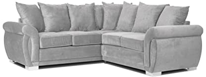 FURNITURESTOP. Molly Grey Corner Sofas for Living Room,Comfortable 5 Seater Sofa,Large Grey Corner Sofa,Fabric Sofa (Light Grey, 2C2 Corner)
