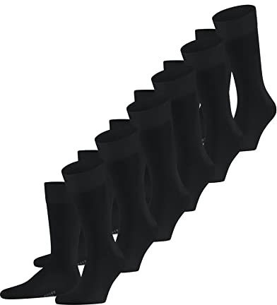 FALKE Herren Socken Happy Multipack M So Baumwolle einfarbig 6 Paar, Schwarz Black 3000, 43-46