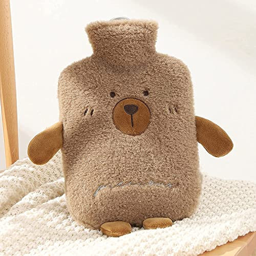 Hot Water Bottle with Cover UK, 2L Hot Water Bottles Animal, Hot Water Bag, Childrens Hot Water Bottle, Fleece Cover for Extra Warmth and Comfort, Neck and Shoulder Pain Relief