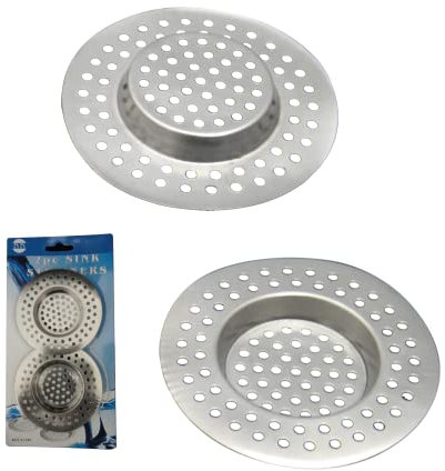 Sink Strainer Plug Hole Hair Catcher 2Pcs Stainless Steel Hair Catchers, Bathtub Shower Drain Cover Hair Catcher Sink Plug Stopper Drain Filter for Kitchen Bathroom Sink(7.6cm)