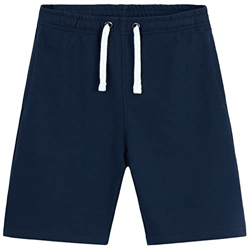 Boys Shorts for Kids Teenagers Summer French Terry Sports Shorts Boys Running Activewear Football Shorts with Pockets Casual Holiday Beach Jersey Kids Sports Shorts Breathable (Navy, 11-12 Years)