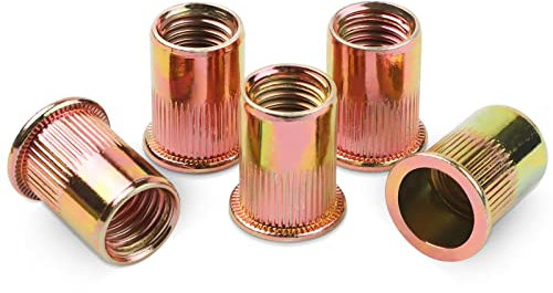 100 Pièces Écrous M3 à Sertir, Leryati Insert M3 Rivet Fileté, Écrous à Riveter Fileté à Tête Plate au Acier Carbone Zinc, Aveugle Rivet Fileté Écrous à Rivets Aveugles Rivet Inserts Filetés Pour