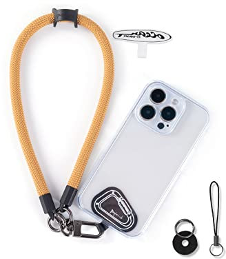 project-cb Dragonne pour téléphone,2 Téléphone Cordon Patch,Dragonne pour clé, AirPods, Appareil Photo,Cordelette de Poignet(Kaki, 40cm)