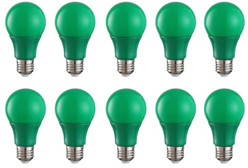 HUAMu 10er Set A60 farbige LED Leuchtmittel Birnenform 3W 25Watt Leuchtmittel Birnenform,für Außen & Innen, Grün