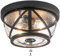 Laplusbelle Motion Sensor Ceiling Light Fixture Outdoor Flush Mount Manual Dusk to Dawn Matte Black Waterproof Indoor Ceiling Light Fixture with Seeded Glass for Front Porch Garage Entrance