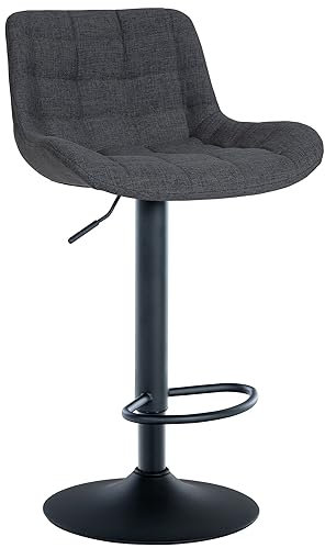 CLP Barhocker Tover I Höhenverstellbarer Tresenhocker I 360° Drehstuhl Mit Rückenlehne Für Tresen Und Theke, Farbe:schwarz, Material:Stoff