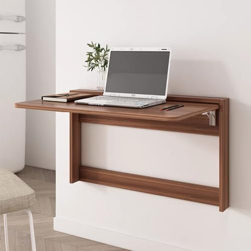 Wandklapptisch Aus Massivholz,Platzsparender Schwimmender,Wandklapptisch Wandtisch für Küche Schlafzimmer Esszimmer Arbeitszimmer(84cm/33in,Walnut color)