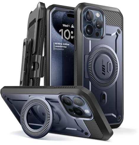 SUPCASE Unicorn Beetle Pro Mag Schutzhülle für iPhone 15 Pro Max 6,7 Zoll (16,7 cm), kompatibel mit MagSafe, robuste Vollabdeckung mit integriertem Displayschutz, Ständer und Gürtelclip (Berg)
