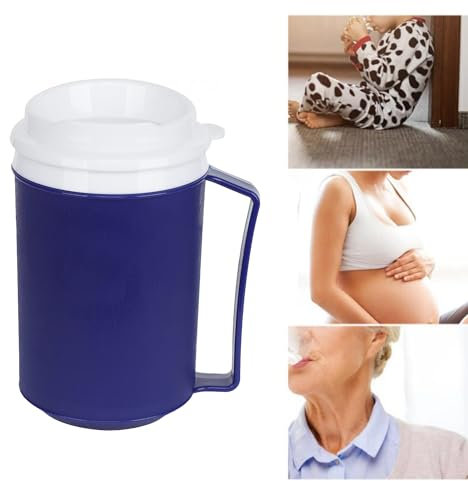 XINCHIA Non Spill Drinking Plastic Cup for Disabled Men Women Feeding Beaker Mug with Easy Grip Handle Disability Aids Cup with Anti Splash Spout and Lid Travel Mug