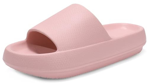 Misolin Ciabatte Donna Estive Nuvola Pantofole Uomo Doccia Sandali Comode Piscina Spiaggia Antisudore Slide Antiscivolo Scarpe da casa Interni ed Esterni,Rosa 39/40 EU