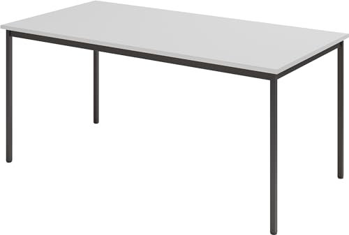 bümö Tisch, Multifunktionstisch 160 x 80 cm in Grau/Schwarz - Besprechungstisch, Konferenztisch, Meetingtisch, Mehrzwecktisch, Pausentisch, Besprechungsraum, Meetingraum, Pausenraum