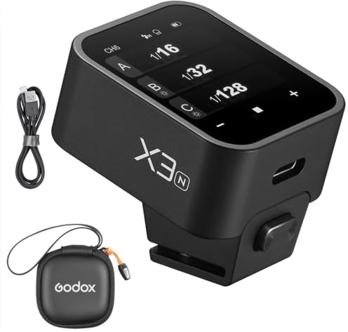 Godox X3N X3-N Trigger, GODOX Blitzauslöser, Touchscreen, TTL, kabelloser Blitzauslöser, mit TCM-Konvertierung, eingebauter 3,7 V 850 mAh Li-Ion-Akku, ca. 7 Tage Standby für Nikon-Kameras (X3N)