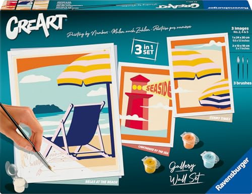 Ravensburger CreArt Am Strand - Malen nach Zahlen für Erwachsene | DIY Malset mit Pinsel und Acrylfarben, 24 x 30 cm, Geschenk für Frauen und Männer