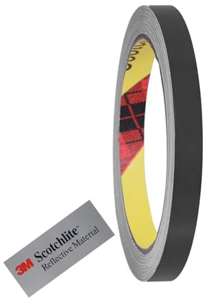 3M 680E Scotchlite Reflektorband Folie reflektierendes Klebeband Sicherheitswarn Wasserdicht Starke Reflexion selbstklebend Motorrad hinten Fahrrad anhänger Aufkleber (Black_ 20mm X 10meter)