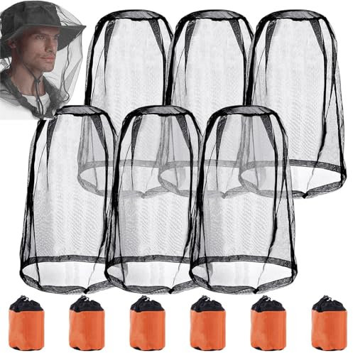 6 Pack Imkerhut Moskitonetz Hut, Insektenschutz Kopfnetz Mückenhut Schnell Trocken Protect from Fly Screen Mosquito Gnat and Other Flies, Für Outdoor Wandern Camping Gartenarbeit Angeln (6)