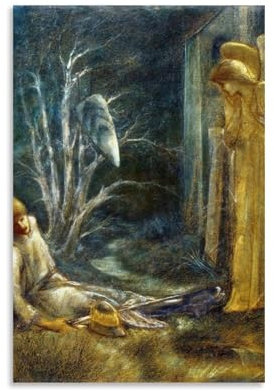 WANGLIDD Edward Burne-Jones Poster The Dream of Lancelot (Study), Druck, Fotokunst, Gemälde, Leinwand, Heimdekoration, Schlafzimmer, moderne Dekorationen, ungerahmt, 30 x 45 cm