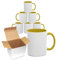 Sublimation Mugs 11oz Blank with Coloured Large Handle & Inner with Box | Durable, Ceramic Orca Finished Mugs Perfect for Custom & DIY Printing, for Loved Ones | Yellow Bulk Pack of 6