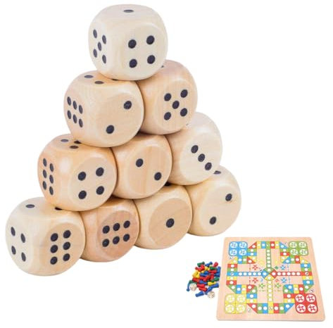 MEXRUMI 10 Confezioni Di Dadi In Legno Da 16 Mm,Dadi In Legno Naturale,Accessori Per Giochi Di Carte,Dadi In Legno A 6 Facce,Dadi Da Gioco,Dadi Da Mahjong Per Artigianato,Giochi Da Tavolo,Sussidi Dida