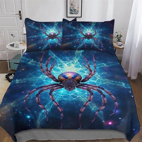 AAPZY Spinne 3D Tröster Abdeckungsset 2 Stück, Bettbezug Bettwäsche Set, Für Jungen Mädchen Schlafzimmer Atmungsaktiv Deckenbezug Mit Kissenbezug Single (135x200cm)