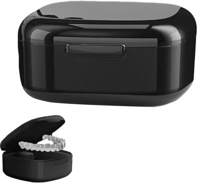 Zahnprothesen Box,Zahnprothesen Behälter,Tragbare Behälter Für Zahnersatz,Tragbare Prothesendose Abdeckung,Zahnprothesenbox Mit Sieb,Geeignet Für Die Aufbewahrung Von Zahnersatz (Schwarz)