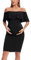 Shen&Qege Umstandskleid Lässig mit Schulterfreiheit, Rüschen, ärmellos, Bodycon, Umstandsmode Sommer