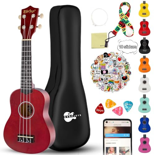 Soprano Ukulele Beginner Set for Children Adults Students with Free Online Lessons 21 Inch Ukelele Gig Bag Strap String Stickers Songbook Pick Polishing Cloth Rainbow Series Ukulelen
