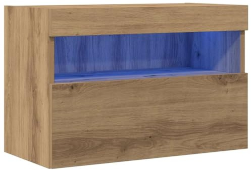vidaXL TV-Wandschrank 60 x 30 x 40 cm Artisan-Eiche Holzwerkstoff | Modernes Aussehen passt zu jedem Wohnraum, Eingebaute LED-Streifen sorgen für stimmungsvolle Beleuchtung,