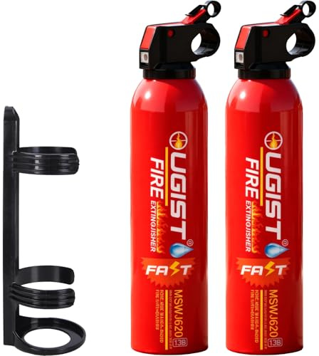 Ougist 2-Pack Fire Extinguisher for Home, Kitchen, Car, and Office – Small Portable 600ml ABC Water-Based Extinguishers, Compact Design for Emergency Safety
