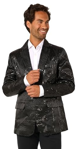 OFFSTREAM Herren Slim Fit Pailletten Party Blazer – Glänzend für Weihnachten, Silvester, Abschlussball und Partys – Auffällige und stylische Jacke für besondere Anlässe
