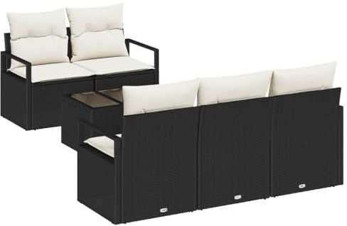 vidaXL Garten-Sofa-Set 6 pcs Schwarz und Creme 55 x 55 x 37 cm, Garten und Terrasse, Moderne Outdoor-Sofa-Sets, Coole Lounge, stylische Couch, haltbar.