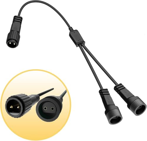 Redefun Connettore Luci Natale 2 Pin Splitter Per Luci Natalizie, 1 a 2 Connettore per Luci di Natale IP65 Impermeabile Connettori Cavo di Prolunga per Stringa Tende Catena Luminosa Interno Esterno