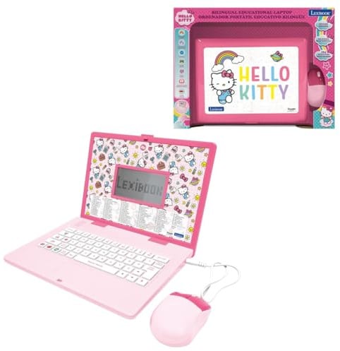 LEXIBOOK, Hello Kitty, portatile educativo Bilingue Inglese/Spagnolo, 164 Attività linguistiche, Scrittura, Matematica, Logica, Musica e Giochi, per Ragazzi e Ragazze, JC598HKi2
