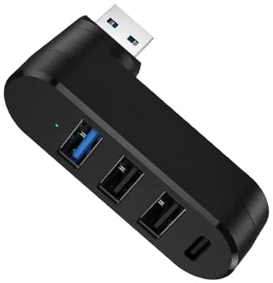Hub 4 Ports USB Multiple 3.0(90°/180° Rotatif),3 Ports USB+1 Port USB-C,Alimenté Adaptateur Portable pour Ordinateur Portable, Voiture, MacBook,Clavier,Imprimante,Audio