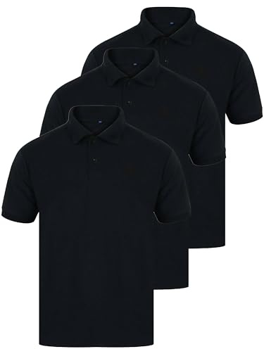 BRAND KRUZE 3 Pack Mens Polo Shirt T-Shirts Casual Cotton Short Sleeve Plain Top Buttoned Collar