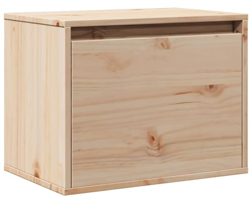 Makastle Wandschrank mit Klappe und Stauraum, Hängeschrank für Geschirr Medizin, Schließfächer für Wohnzimmer Küche, Massivholz Kiefer 45x30x35 cm Braun