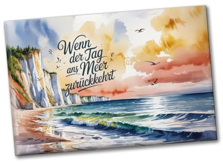 Ostsee Steilküste Rügen Souvenir Magnet - Tag ans Meer zurückkehrt schöner Souvenir Magnet mit maritimem Spruch