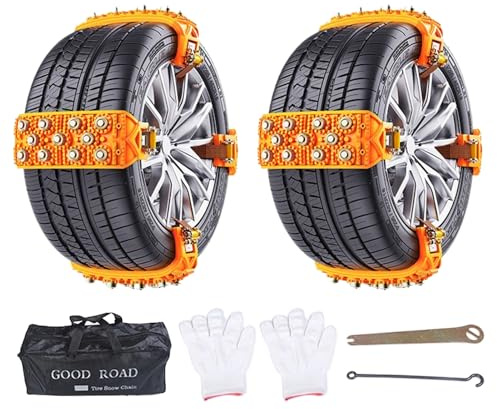 Schneeketten Für 165-265mm Reifenbreite - 8-Stück Auto Schneeketten,Anfahrhilfe Anti-Rutsch Ketten Für Winter, Schnee, Schlamm, Sand