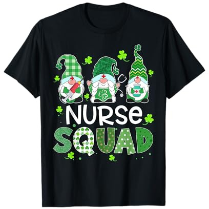 Nurse Squad GNOME Lucky Shamrock Stethoscope St Patricks Day T-Shirt