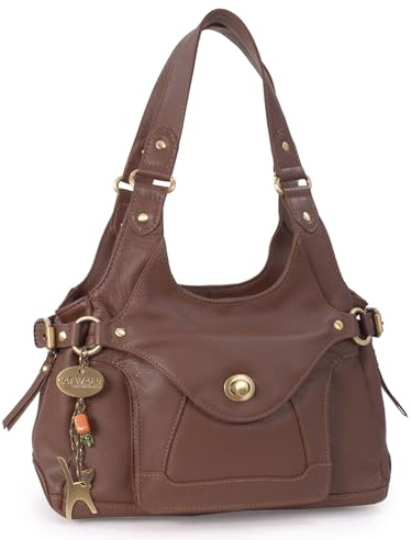 Catwalk Collection Handbags - Damen Leder Schultertasche - Handtasche Mittelgroß mit Viele Fächer - Roxanna