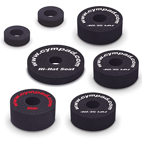 Cympad Optimizer Starter Pack, Foam Cymbal Washers for Improved Cymbal Performance & Protection. (3x 40/15mm; 1x Hi-Hat; 1x Ride)