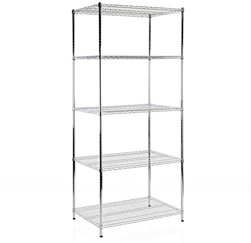 casa pura Wire Mesh Shelf - Shelving Unit | Stainless Steel Storage Rack for Office, Kitchen & Garage | Adjustable Shelving | 5 Tier - 90x45x200cm |
