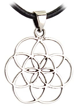 Budawi® feiner Anhänger Blume des Lebens 20 mm Kettenanhänger 925er Silber handgearbeitet