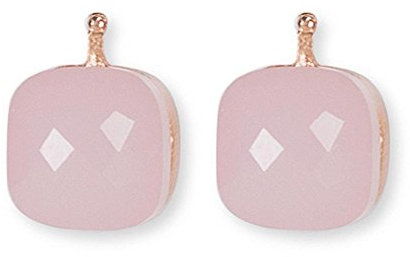 HEIDE HEINZENDORFF Einhängerpaar facettiertes Quarzglas, Rosa Quarz, Gold