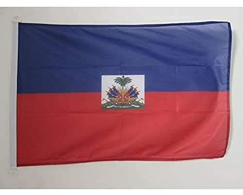 AZ FLAG - Drapeau Haïti - 45x30 cm - Pavillon Nautique Haïtien Spécial Bateau Et Extérieur En Maille Bloquée Avec Anneaux Plastiques Intégrés - 30g