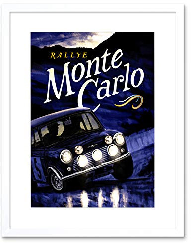 Wee Blue Coo SPORT AD RALLY RACE CAR AUTOMOBILE MOTOR MONTE CARLO FRAMED ART PRINT B12X7778