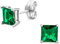 Orovi Schmuck Damen Rechteckige, quadratische Ohrringe Gold mit Edelstein/Geburtsstein Smaragd in grün klassische Ohrstecker aus Weißgold 9 Karat / 375 Gold Edelstein schmuck