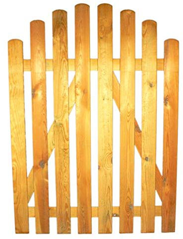 StaketenTür 'Standard' 100x120/140 cm - oben – kdi / V2A Edelstahl Schrauben verschraubt - aus frischem Holz gehobelt – oben gebogene Ausführung - kesseldruckimprägniert