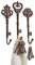 Loberon Haken 3er Set, Gusseisen, B/H/T 7/21/5cm, 8/23/5cm, 7/24/5cm, braun, vintage, Wandmontage, Dekoration, Schmuck, Handtuch, Kräuter, Tasche, Halstuch, Wand