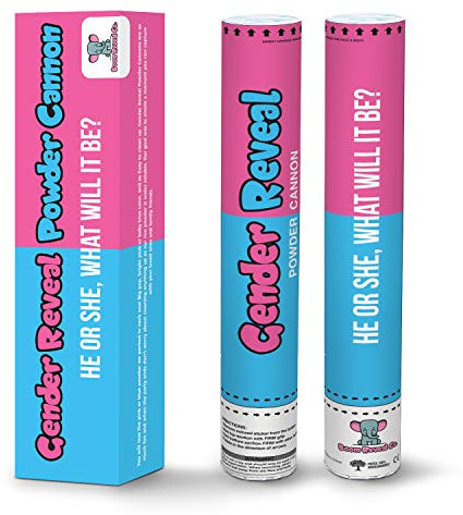 Boom Reveal Co. | Baby Gender Reveal Powder Cannons, Baby Shower annuncio Party Supplies, rosa o blu, confezione da 2 pezzi, 18 pollici Compressed Air Party Popper