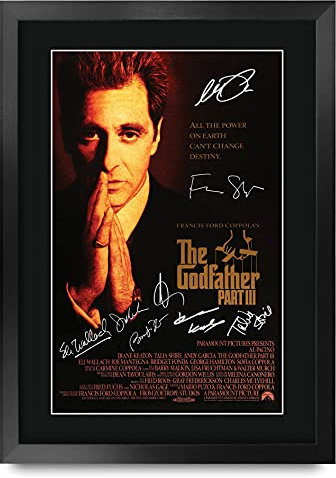 HWC Trading Der Pate Teil 3 Die Cast Al Pacino Andy Garcia Geschenke Printed Poster Autogramm Bild für Film-Memorabilia Fans - A3 Eingerahmt